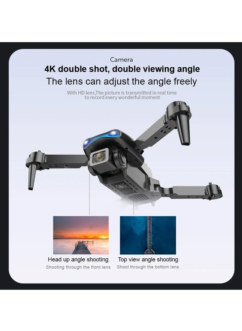 E99 Pro Foldable RC Drone with Dual 4K HD Camera – FPV Live Video Quadcopter for Adults & Kids – WiFi Remote Control with Headless Mode, Altitude Hold, One-Key Start/Landing, and 2 Rechargeable Batteries – Beginner-Friendly Drone Toy for Aerial Photography & Fun Flights