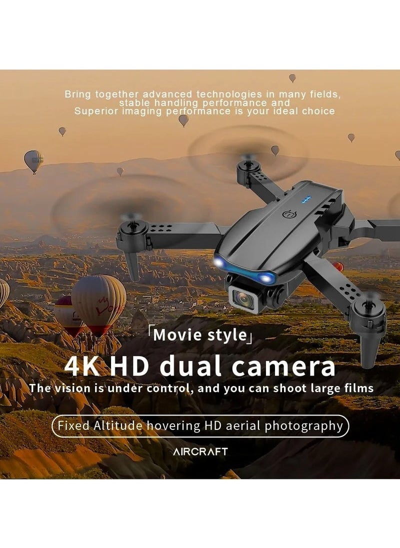 E99 Pro Foldable RC Drone with Dual 4K HD Camera – FPV Live Video Quadcopter for Adults & Kids – WiFi Remote Control with Headless Mode, Altitude Hold, One-Key Start/Landing, and 2 Rechargeable Batteries – Beginner-Friendly Drone Toy for Aerial Photography & Fun Flights