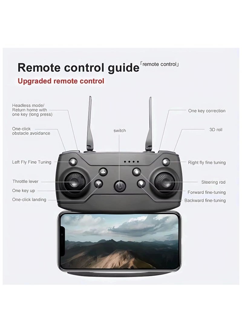 E99 Foldable Drone with 8K HD Dual Camera – Obstacle Avoidance, Altitude Hold, FPV Real-Time Transmission, Headless Mode, One-Key Takeoff/Landing | Long Battery Life, Beginner-Friendly, Portable Quadcopter with Carry Case for Aerial Photography