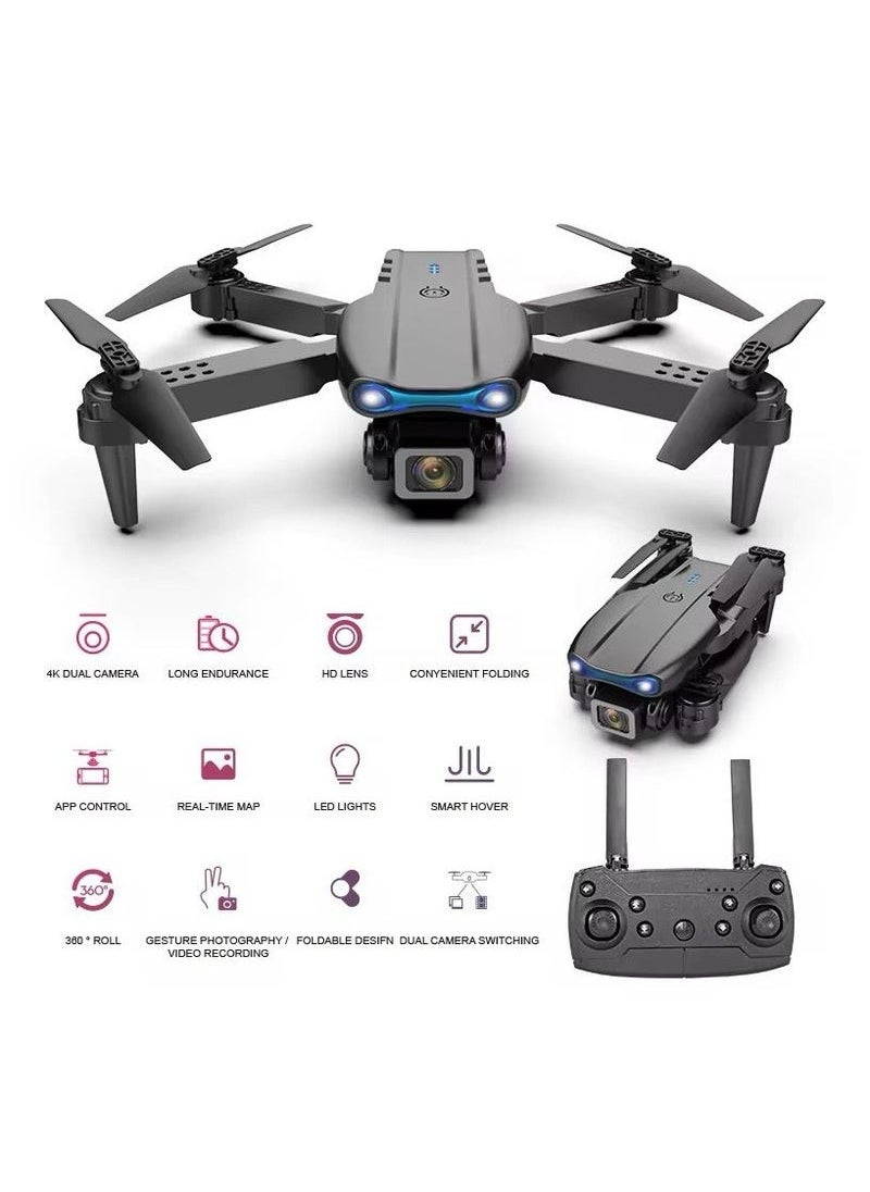 E99 Foldable Drone with 8K HD Dual Camera – Obstacle Avoidance, Altitude Hold, FPV Real-Time Transmission, Headless Mode, One-Key Takeoff/Landing | Long Battery Life, Beginner-Friendly, Portable Quadcopter with Carry Case for Aerial Photography