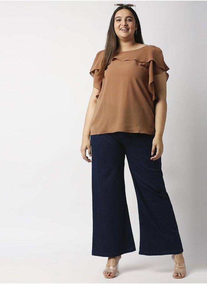 Women Blue Wide Leg High-Rise Stretchable Jeans