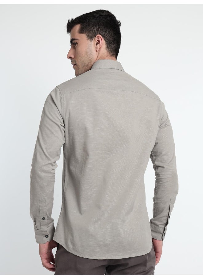 Light Grey Linen Blend Shirt for Men