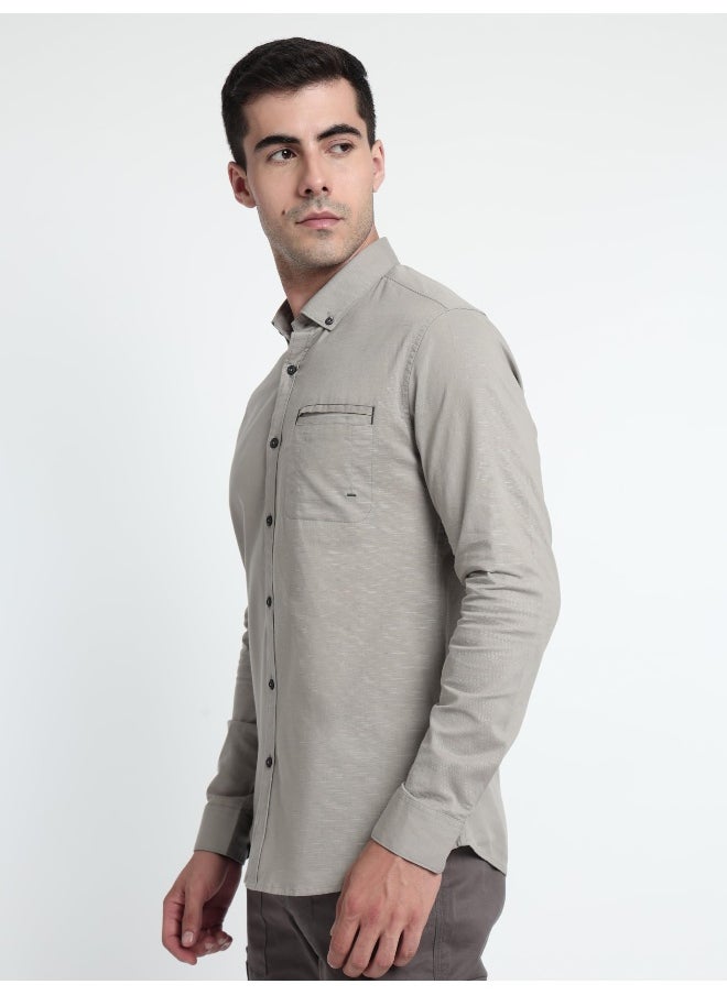 Light Grey Linen Blend Shirt for Men