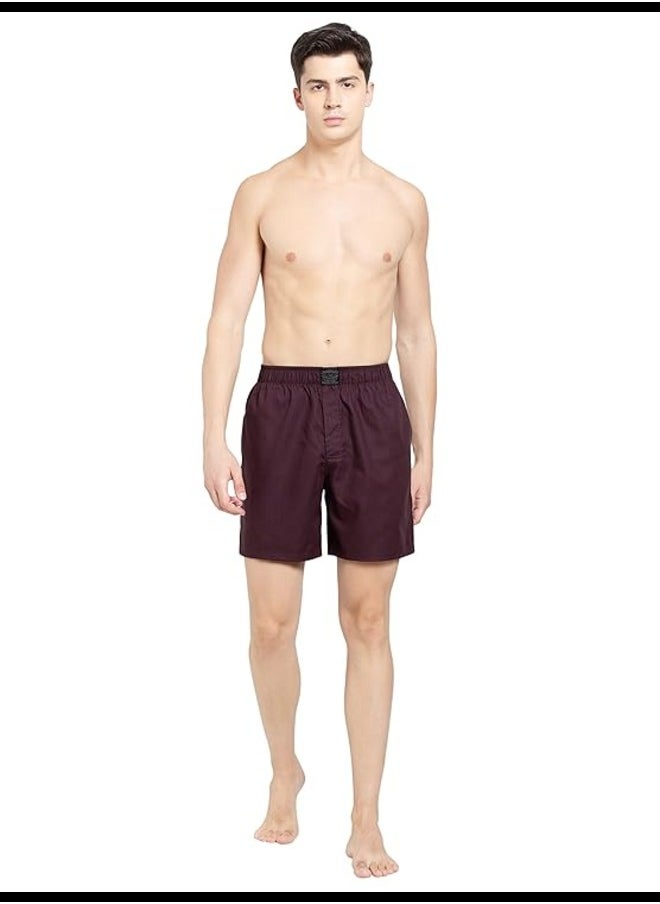 HG18 Men's Tencel Lyocell Cotton Checkered Boxer Shorts with Side Pocket