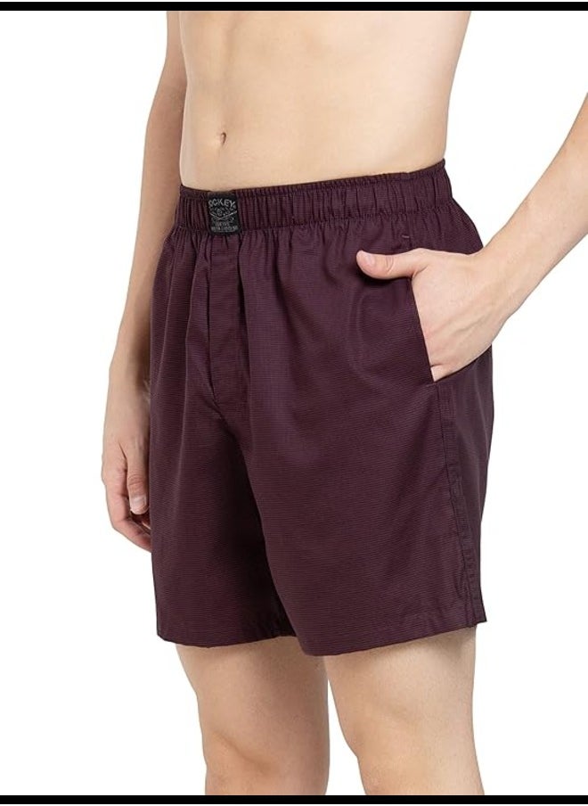 HG18 Men's Tencel Lyocell Cotton Checkered Boxer Shorts with Side Pocket