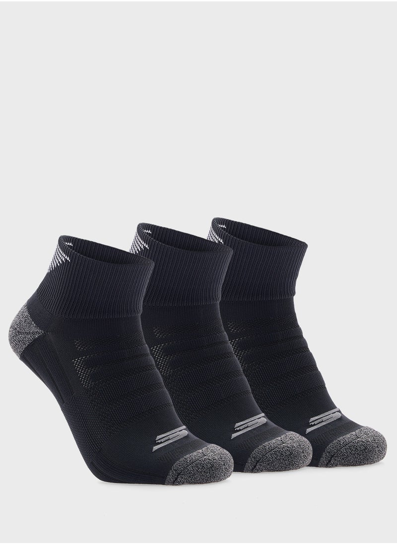 3 Pack Terry Qtr Crew Socks