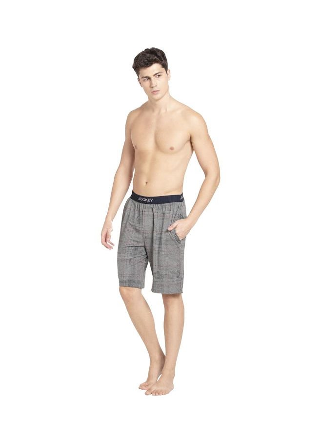 Jockey IM02 Men Tencel Micro Modal Cotton Elastane Stretch Regular Fit Checkered Sleep Shorts with Side Pockets
