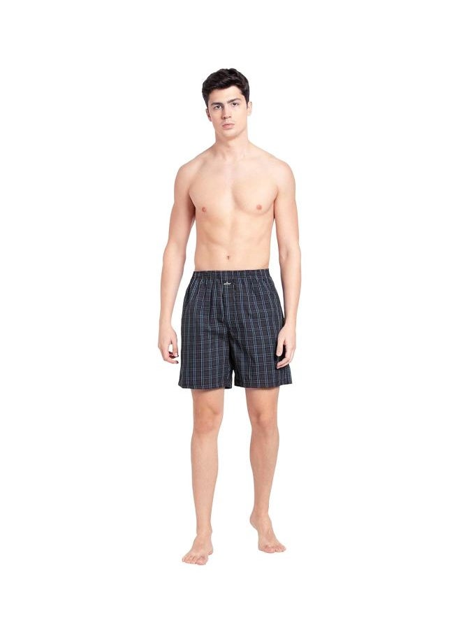 Jockey 1223 Men Super Combed Mercerized Cotton Woven Checkered Boxer Shorts with Side Pocket Pack of 2
