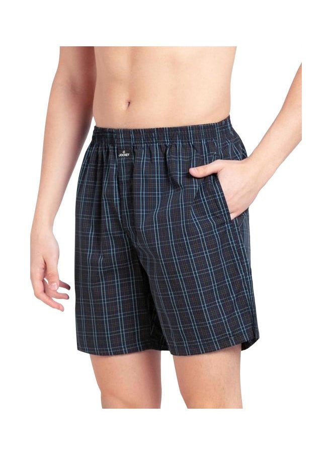 Jockey 1223 Men Super Combed Mercerized Cotton Woven Checkered Boxer Shorts with Side Pocket Pack of 2
