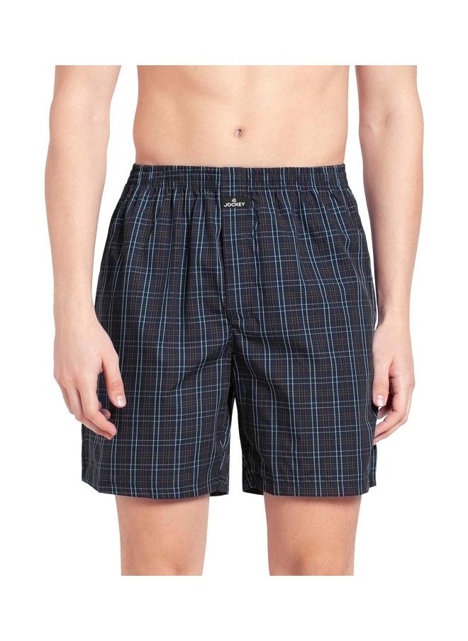 Jockey 1223 Men Super Combed Mercerized Cotton Woven Checkered Boxer Shorts with Side Pocket Pack of 2