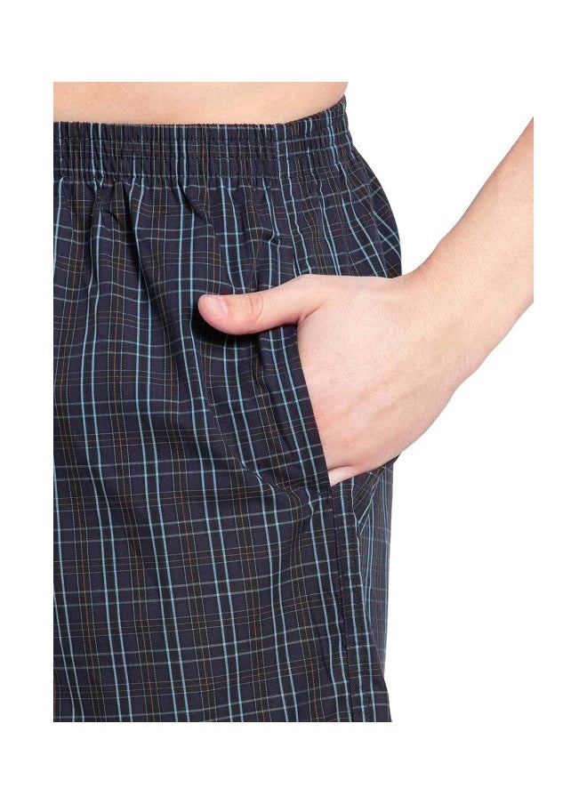 Jockey 1223 Men Super Combed Mercerized Cotton Woven Checkered Boxer Shorts with Side Pocket Pack of 2