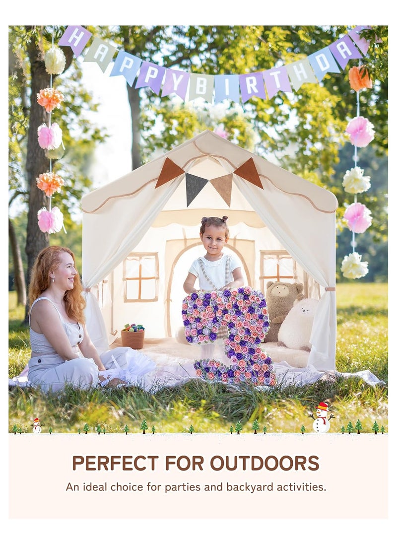 Tent Children's HouseKids Tent, Kids Playhouse 2 in 1 with Padded Mat and Lights, Large Play Tent with 2 Doors & 4 Windows, Kids Play Tent Indoor & Outdoor, Christmas Toddler Tent for Kids, 51