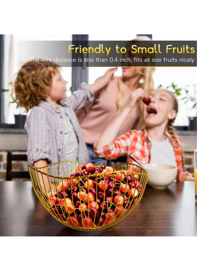 Wire Fruit Basket Gold Fruit Bowl for Kitchen Counter Wave Fruit Basket ServingBowl Wire Fruit Dish for Fruits and Veggies