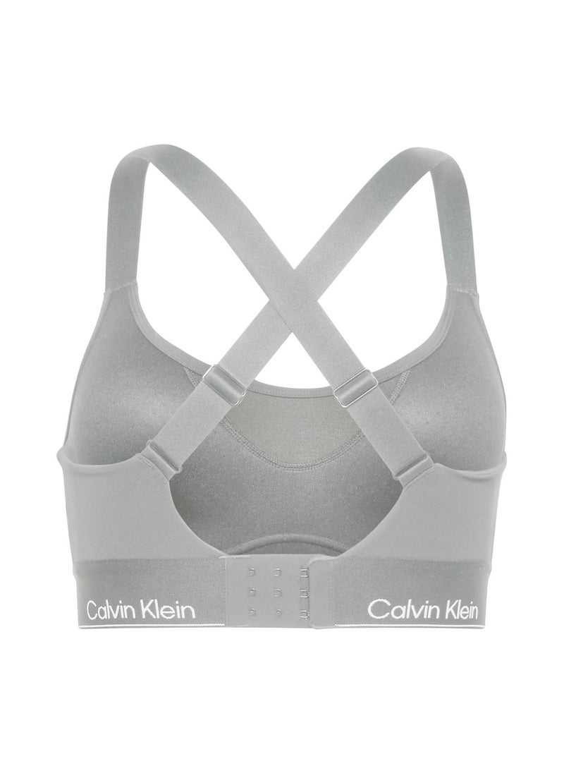 Women's High Support Sports Bra - Polyester Blend, Grey