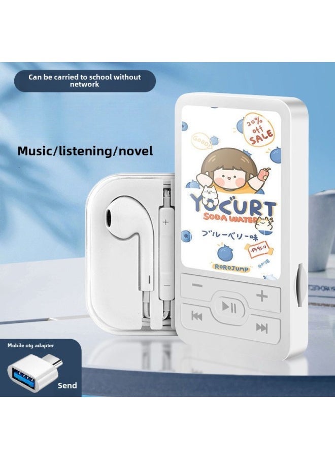 Students Listen To Music Mp3 Walkman High School Students Boys And Girls Mini Portable Sports Music Player-Body Color:A1 Little White Bear-Memory Capacity:No External Sound 32g Can Save 8000 Songs + 4-piece Set