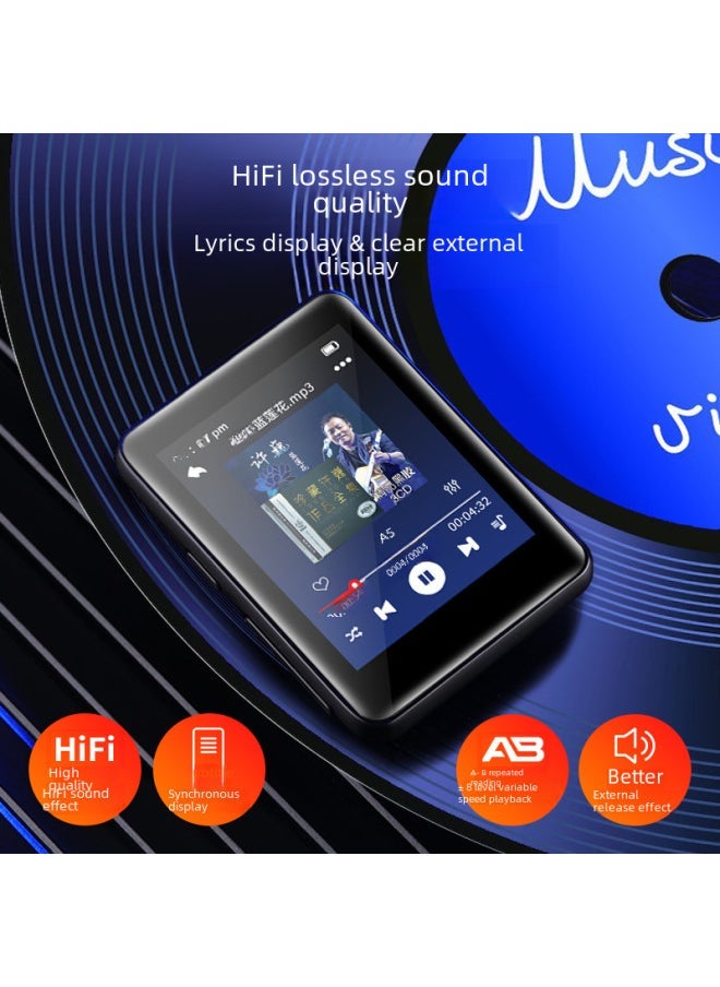 Ultra-thin Full-screen Mp3 Mp4 Portable Bluetooth Student Version Touch Screen Music Player Mp5 Mp6 Compact Digital Audio Player-Body Color:Black [2.8 Inch Full Screen Metal] With Bluetooth Dictionary-Memory Capacity:0GB [no Memory Need To Plug In The Card To Use]]