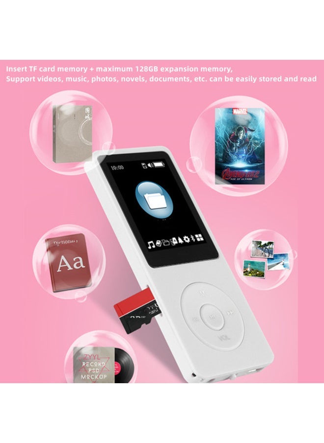Portable Bluetooth Mp3 Player Recorder Dictation Device Student Card Insertion Version Blue Tooth Mp4 Music Player Dictionary-Body Color:White [English Dictionary Bluetooth Function]]-Memory Capacity:Single Machine Without Memory Data Line Packaging Box