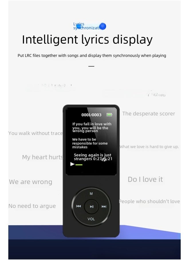 Mini Portable Mp3 Mp4 Music Player 1.8 Inch Screen Card Insertion Sports Music Player For Students-Body Color:Green [Band Out]]-Memory Capacity:Single Card [without Memory] Without Accessories