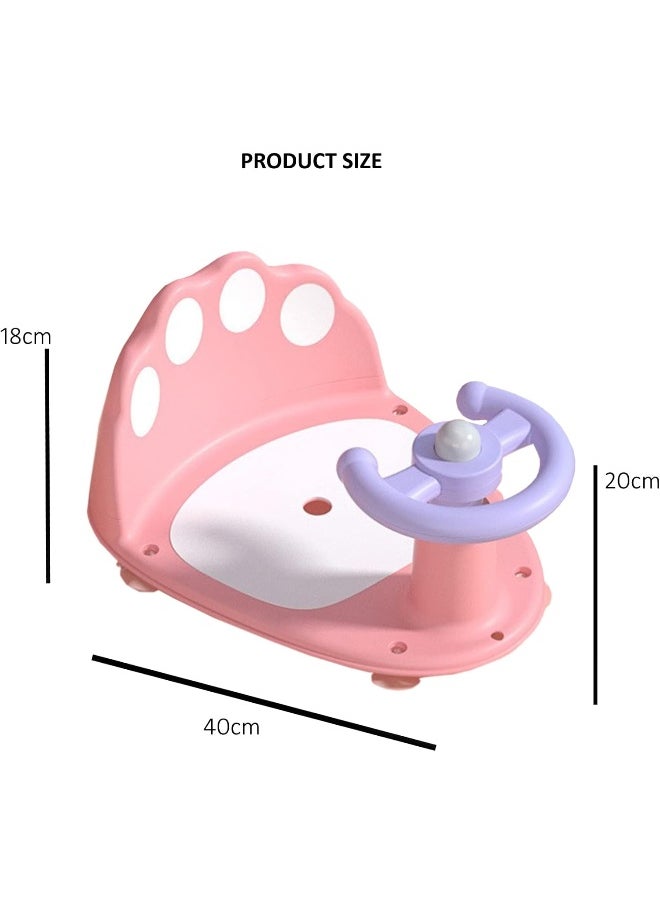 ZABIA Baby Bath Seat Bathtub Baby Bath Chair with Non-Slip Soft Mat, Portable Toddler Child Bathtub Seat for Babies 6 Months & Up D-No 6 (Pink)