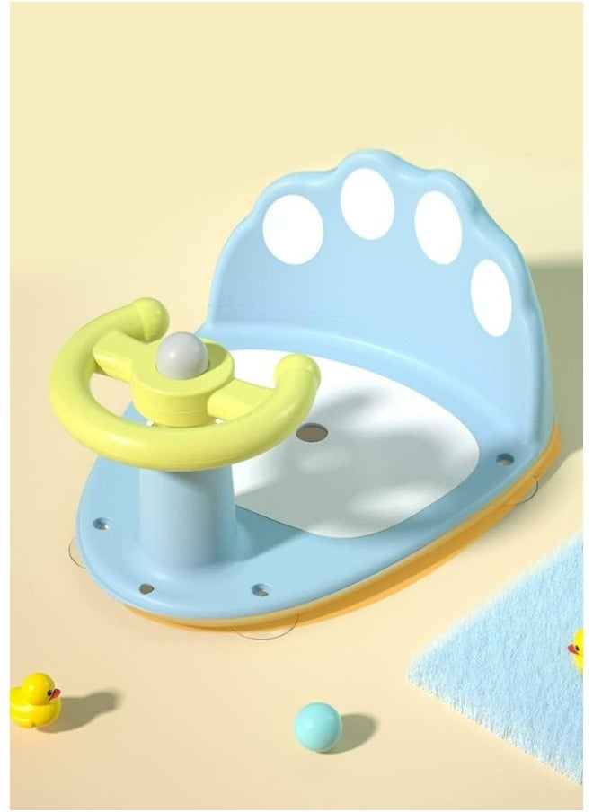 ZABIA Baby Bath Seat Bathtub Baby Bath Chair with Non-Slip Soft Mat, Portable Toddler Child Bathtub Seat for Babies 6 Months & Up D-No 6 (Blue)