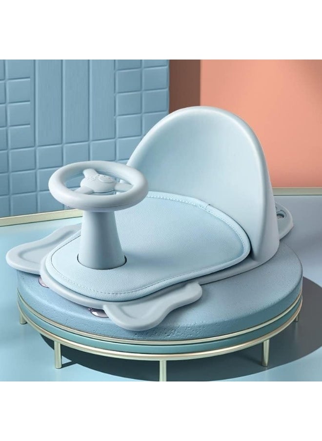 ZABIA Baby Bath Seat Bathtub Baby Bath Chair with Non-Slip Soft Mat, Portable Toddler Child Bathtub Seat for Babies 6 Months & Up (Blue)