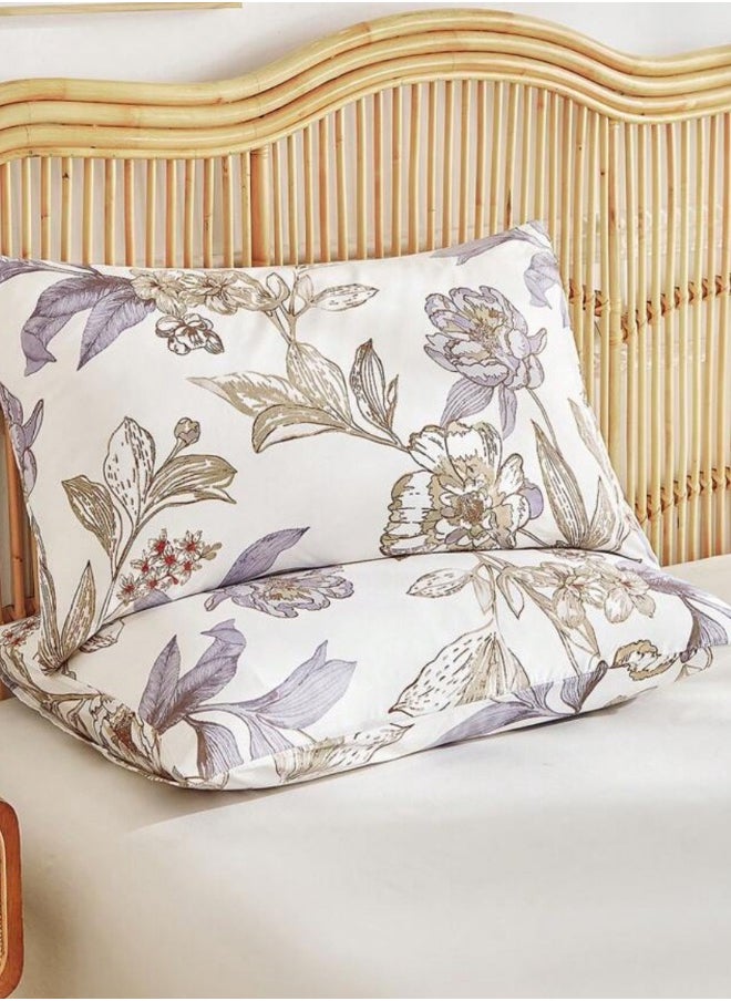 Queen size 6-piece floral damask duvet cover set.