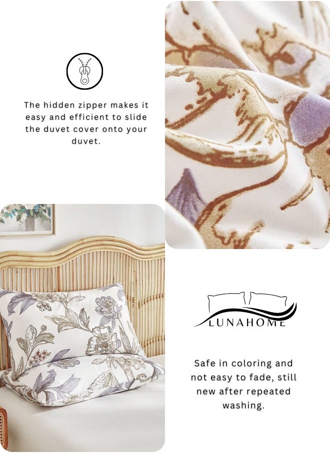 Queen size 6-piece floral damask duvet cover set.