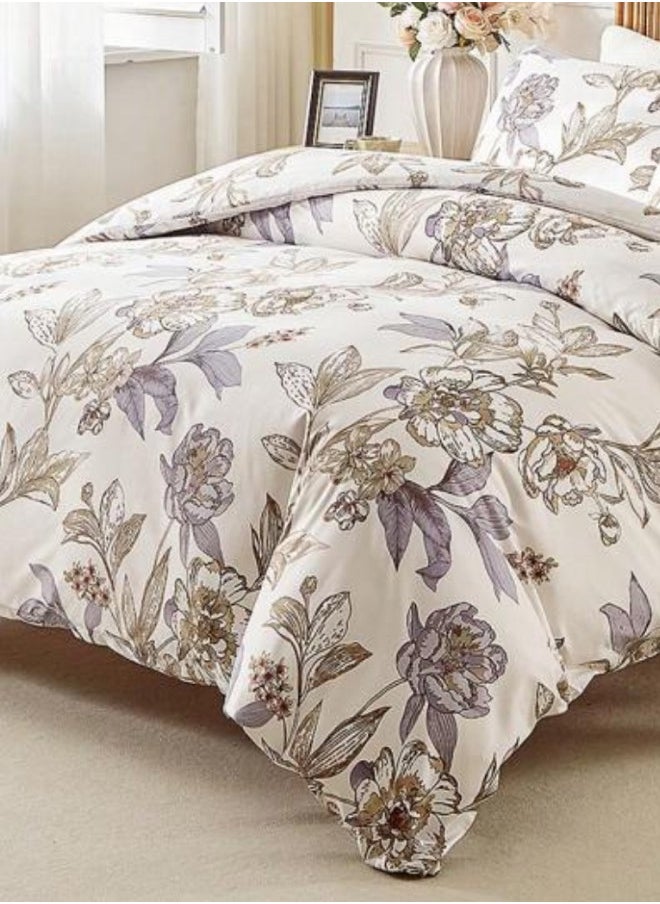 Queen size 6-piece floral damask duvet cover set.