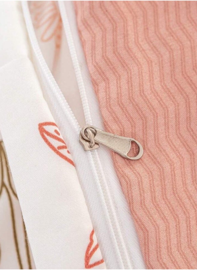 King size 6-piece peach bedding set featuring a botanical floral design duvet cover.