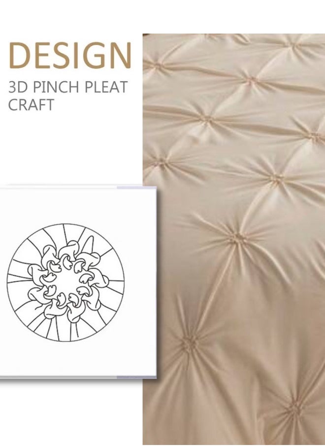 Premium 6 Piece King Size Duvet Cover Pinch Flower Design, Solid Nude Beige color.