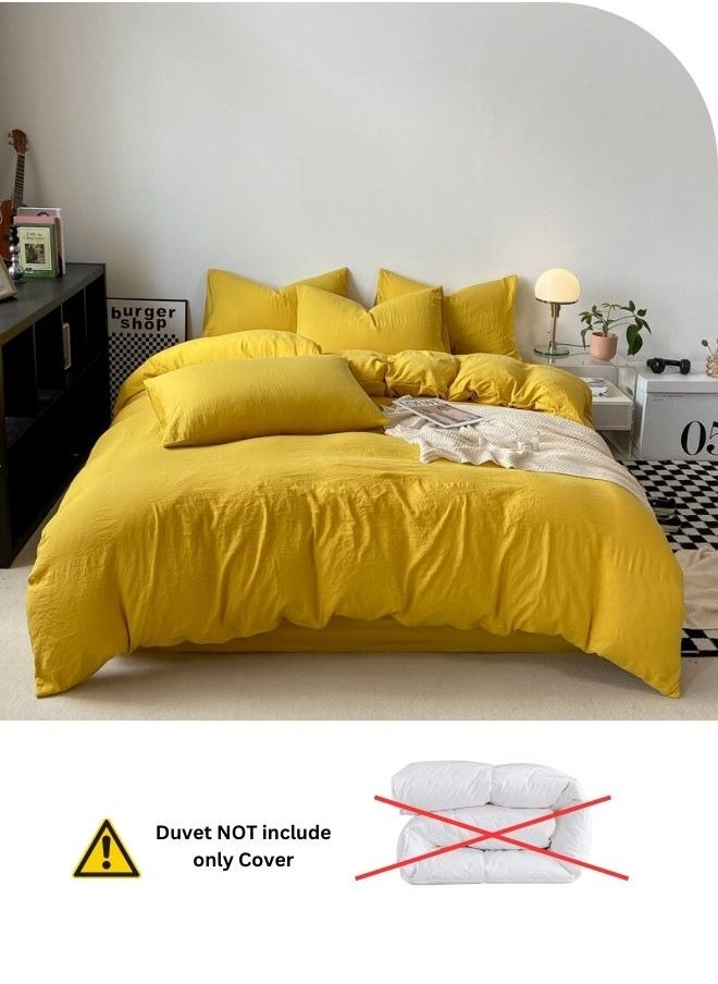 Single Size 4 piece Bedding Set Without Filling, Washable Cotton Yellow Color.