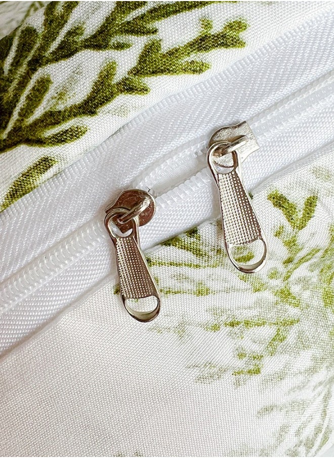 King size 6-piece modern duvet cover set with green leaf pattern.