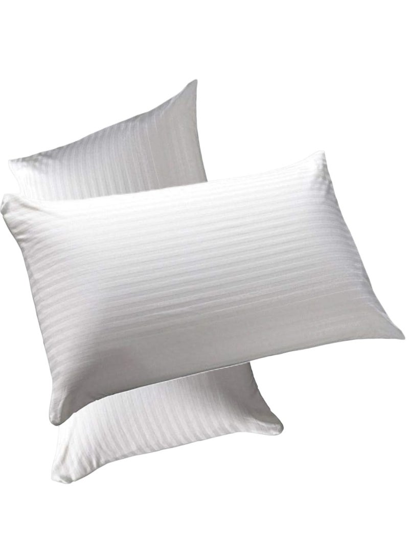 2 Piece Set Comfortable Stripe Design Cotton Hotel Pillow Microfiber 50X90cm Made in Uae