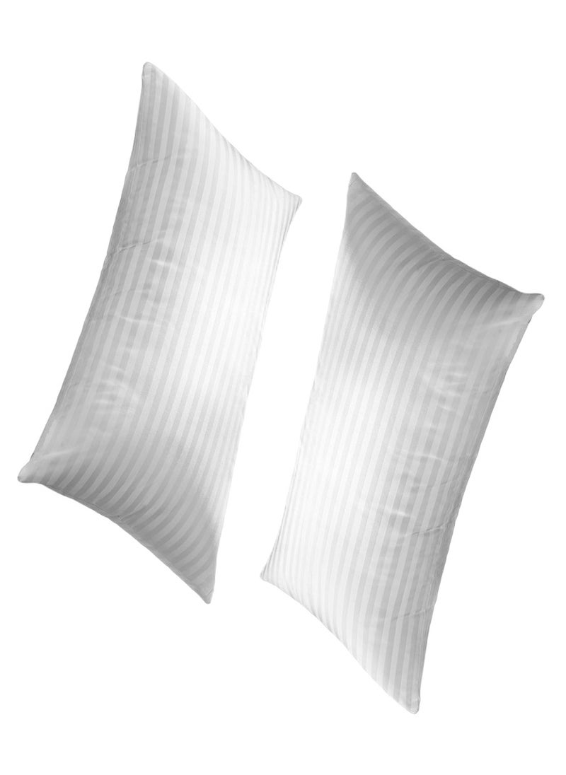 2 Piece Stripe Pillow Cotton White 50X90cm Made in Uae 50X90cm Made in Uae