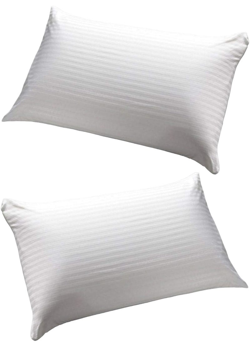 2 Piece Set Comfortable Stripe Design Cotton Hotel Pillow Microfiber 50X90cm Made in Uae