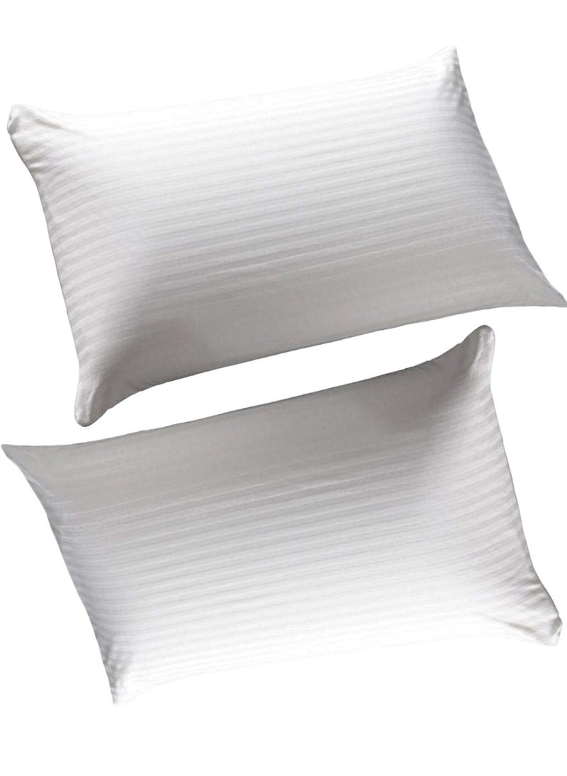 2 Piece Set Comfortable Stripe Design Cotton Hotel Pillow Microfiber 50X90cm Made in Uae