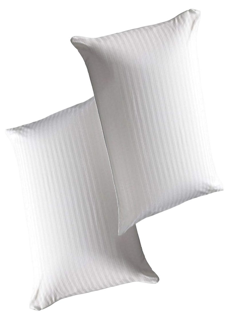 2 Piece Set Comfortable Stripe Design Cotton Hotel Pillow Microfiber 50X90cm Made in Uae