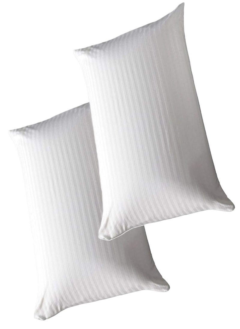 2 Piece Set Comfortable Stripe Design Cotton Hotel Pillow Microfiber 50X90cm Made in Uae