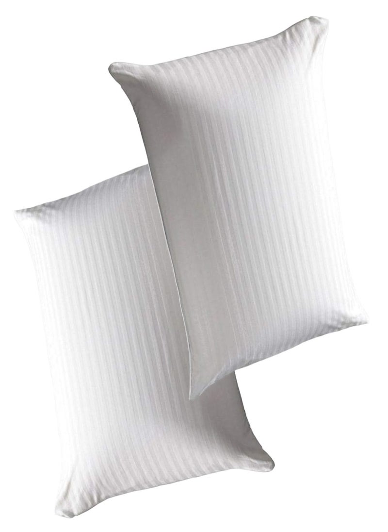 2 Piece Set Comfortable Stripe Design Cotton Hotel Pillow Microfiber 50X90cm Made in Uae
