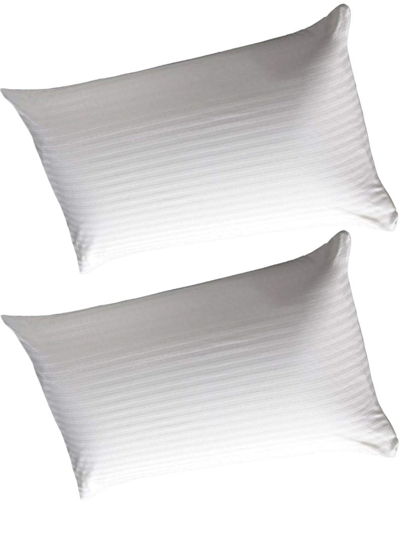 2 Piece Pack Soft Cotton Bed Pillow Stripe Fabric 50X90cm Made in Uae