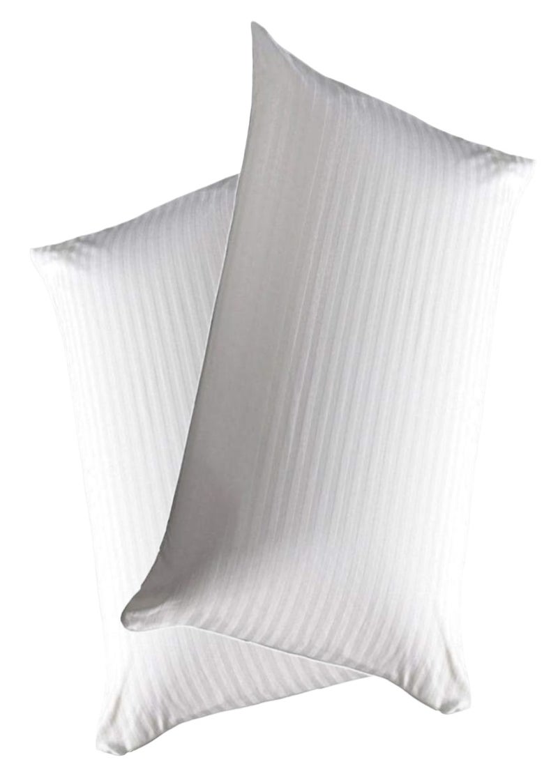2 Piece Set Comfortable Stripe Design Cotton Hotel Pillow Microfiber 50X90cm Made in Uae