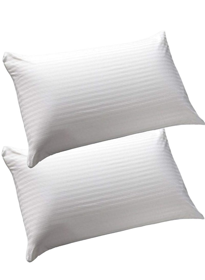 2 Piece Set Comfortable Stripe Design Cotton Hotel Pillow Microfiber 50X90cm Made in Uae