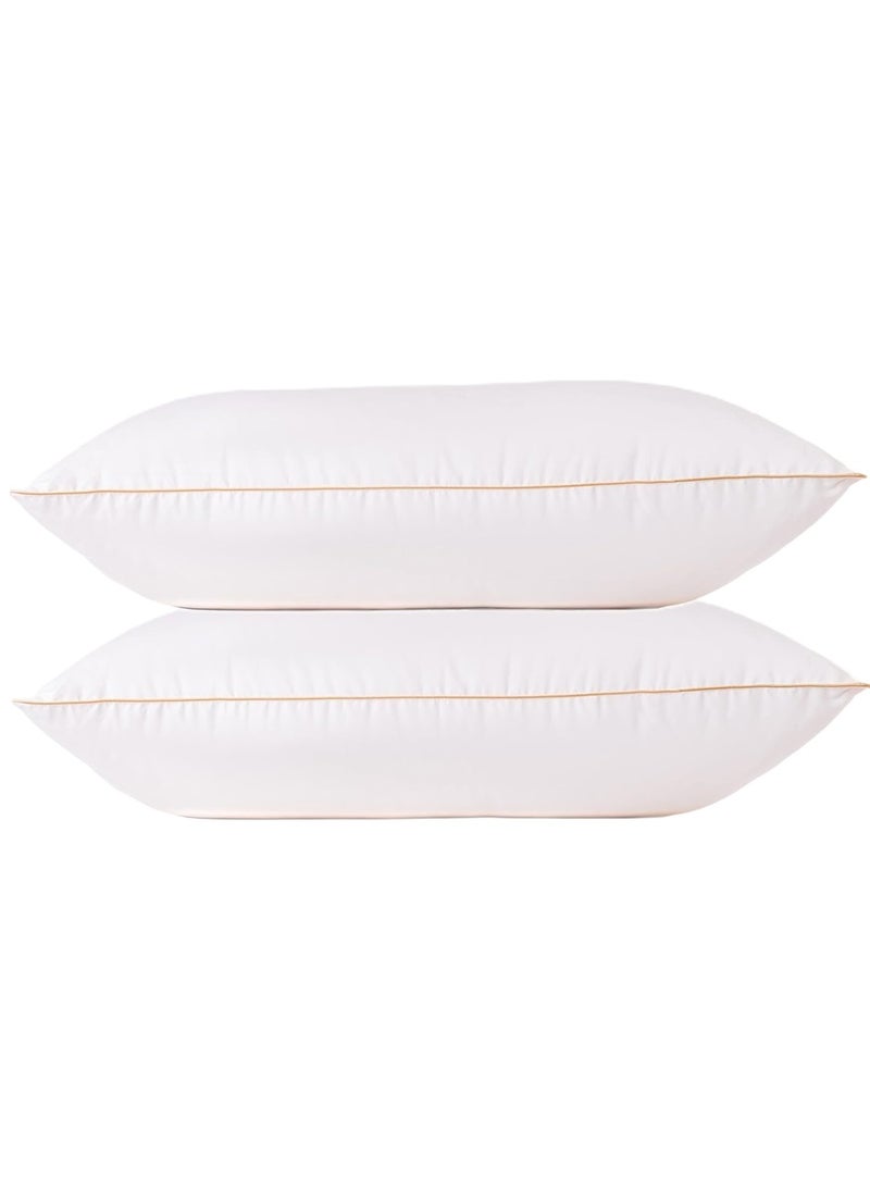 2 Piece Pack Prime Hotel Pillow With Golden Line Single Piping Pillow Microfiber 50x70cm Made in Uae