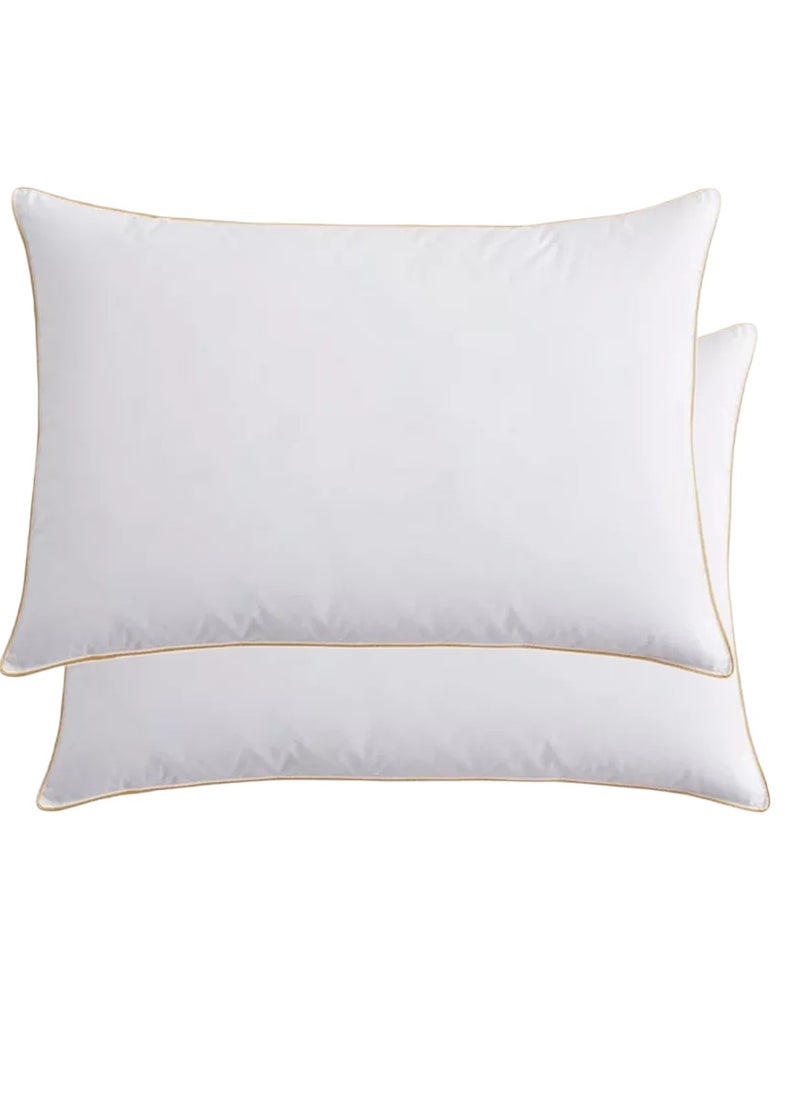 2 Piece Pack Single Piping Pillow Cotton Bed Pillow 50x70cm Made in Uae