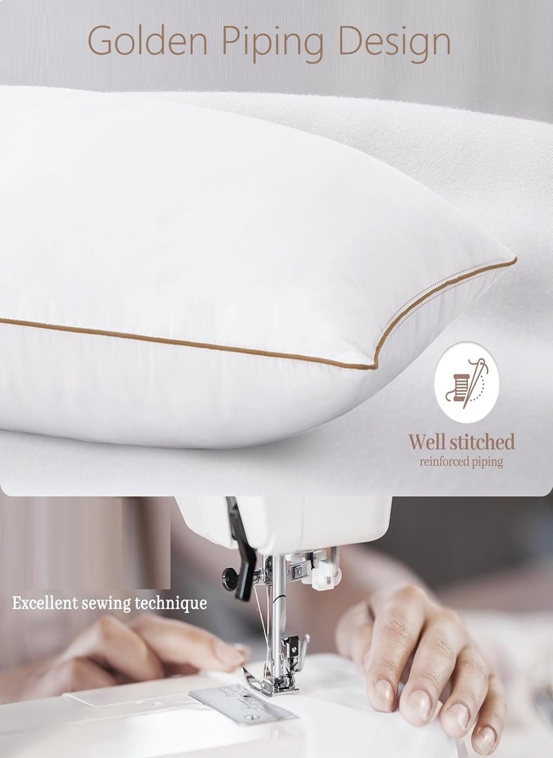 2 Piece Pack Single Piping Bed Pillow Cotton White 50x70cm Made in Uae