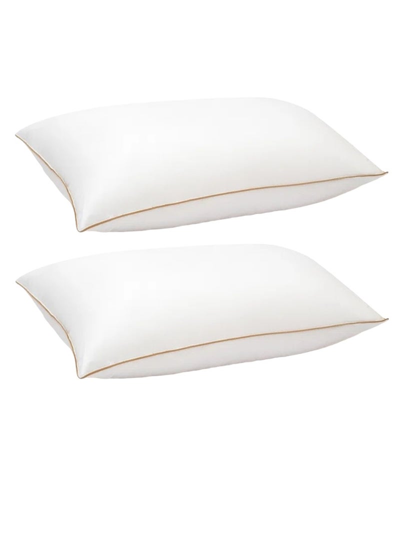 2 Piece Pack Cotton Single Piping Bed Pillow 50x70 Made in Uae
