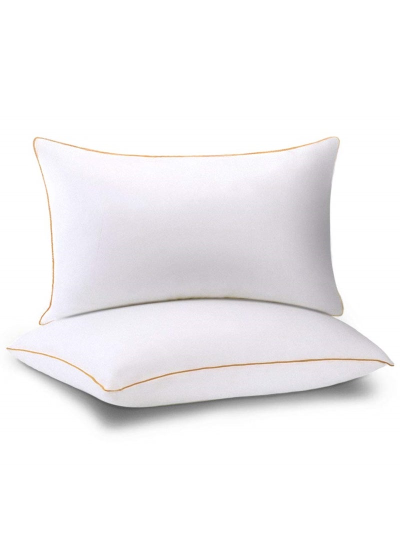 2 Piece Pack Soft Cotton Bed Pillow Single Piping Design 50x70cm Made in Uae
