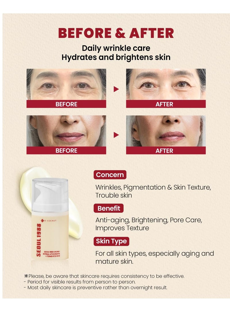 KSECRET SEOUL 1988 Cream : Retinal Liposome 1% + Fermented Rice, 50ml/1.69fl.oz.