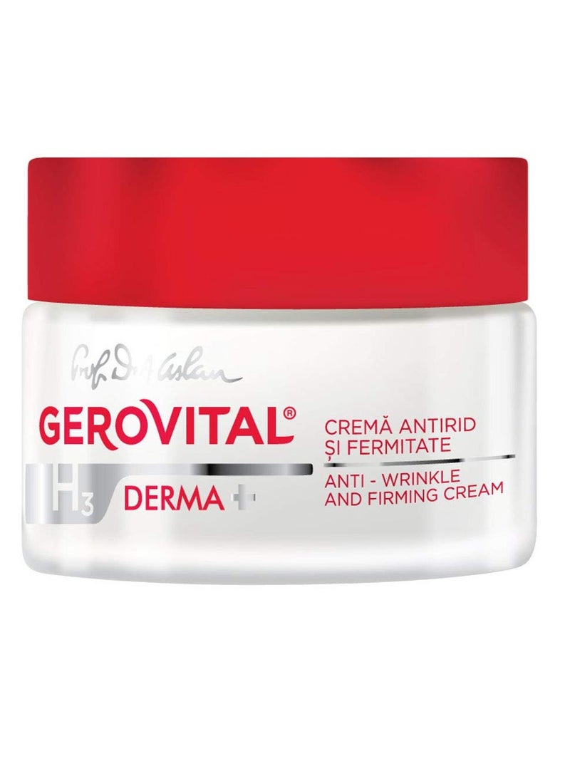 GEROVITAL DERMA+ Anti-Wrinkle and Firming Face Cream with Hyaluronic Acid, Sepilift, Vitamins A and E, Day and Night Moisturizing Face Cream, for Dry Skin, 50 mililiters