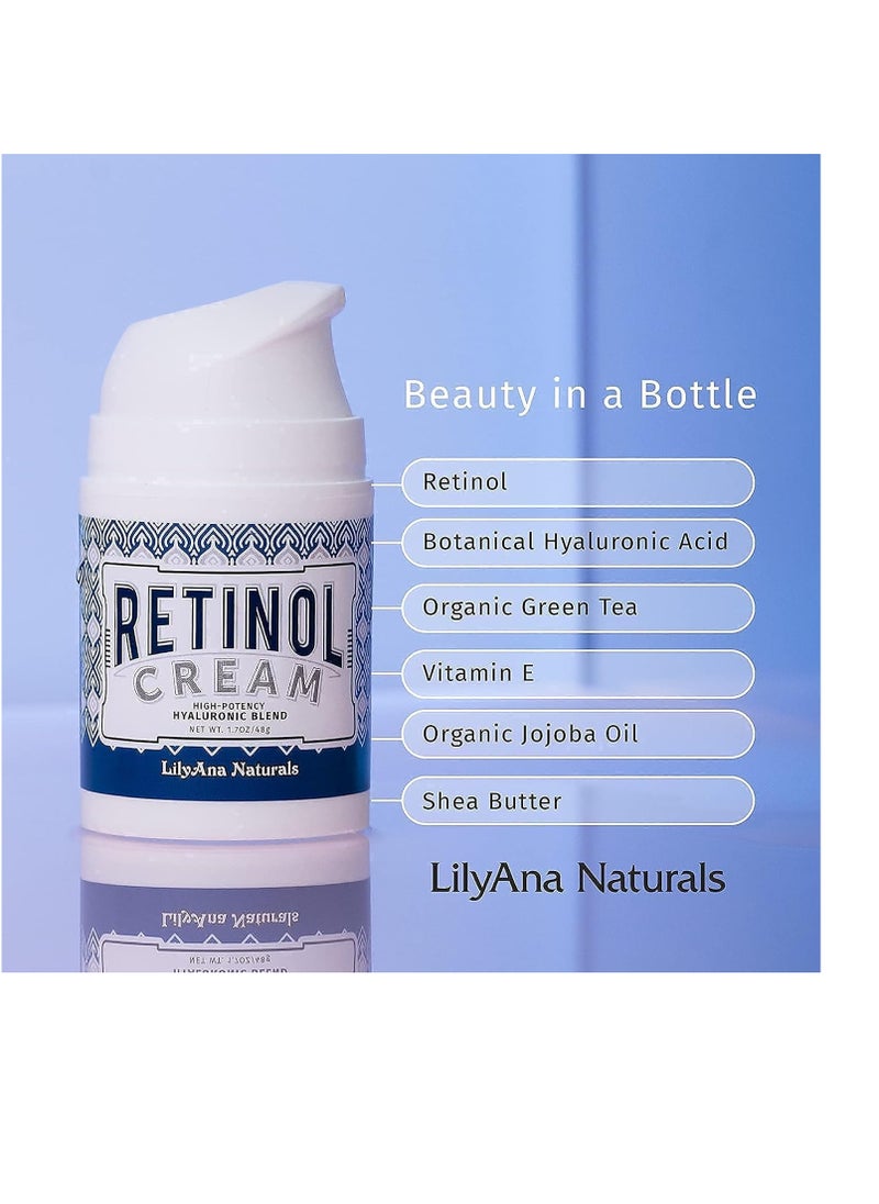 Retinol Plus - Retinol Cream for Face 1.7oz (1-Pack) and LilyAna Naturals Retinol 2.5% Serum 1oz (1-Pack), for effective treatment of dark spots and acne scars